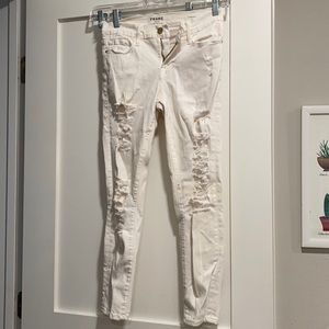 Frame denim white ripped jeans